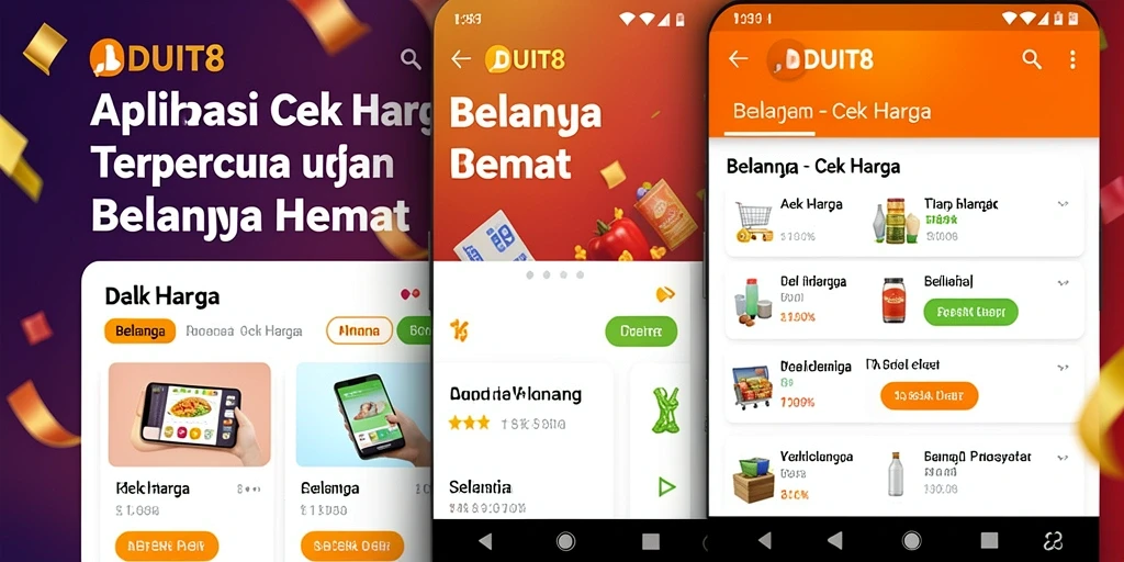 Antarmuka sederhana aplikasi Cek Harga DUIT8 untuk belanja cerdas.