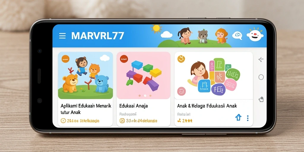 Tampilan antarmuka aplikasi MARVRL77 untuk edukasi anak yang interaktif dan menyenangkan.